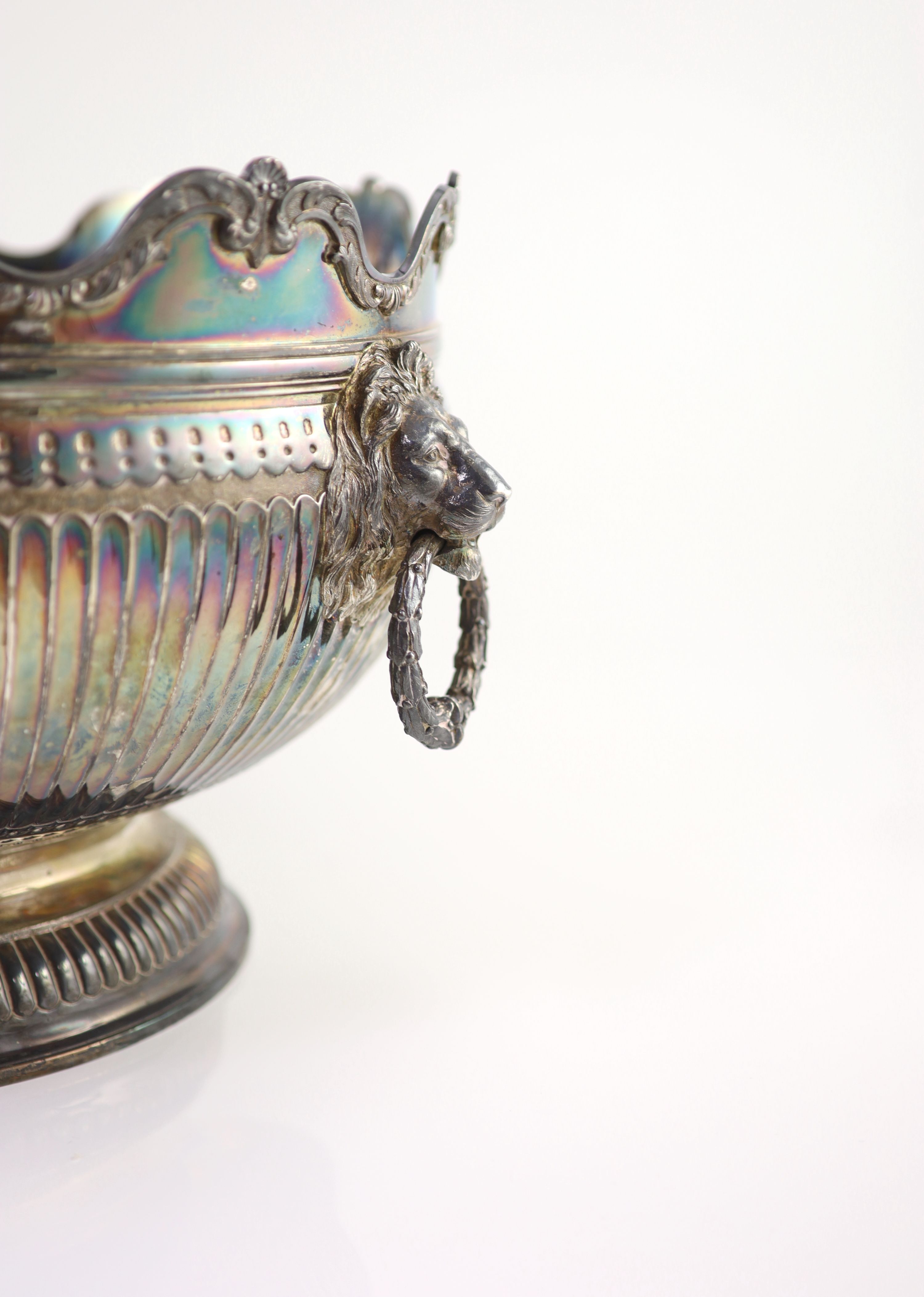 A good large Victorian fluted silver Monteith bowl, by F.B. Thomas & Co, New Bond Street